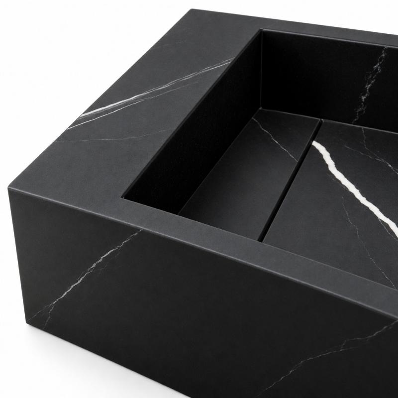 Solid-S Marble solid surface fontein B40xD22xH10cm marmer mat zwart 1208953898